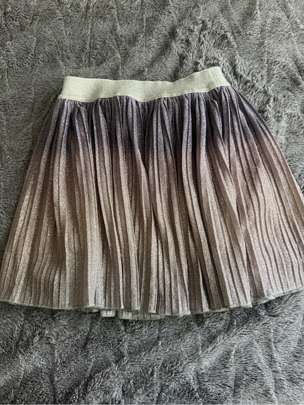 Tucker and Tate Girl’s Pleated Metallic Gradient Mini Skirt in Taupe